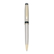 Blackpen Twist - Action Satin Nickel Brass Ballpoint Pen w / Black and Gold Points
