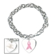 Awareness Heart Tag Charm Bracelet Pink Ribbon Cause