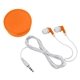 Earbuds In Round Plastic Case
