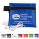 ZIPTUNE Mobile Tech Earbud Kit In Zipper Pack Components inserted into Polyester Zipper Kit