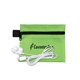 ZIPTUNE Mobile Tech Earbud Kit In Zipper Pack Components inserted into Polyester Zipper Kit