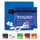 ZIPTUNE PLUS Mobile Tech Earbud Kit with Microfiber Cleaning Cloth In Zipper Pack Components inserted into Polyester zipper Kit