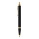 Parker IM Retractable Ballpoint Pen, Deep Black Lacquer w / Gold Trim, Medium Point, Black Ink