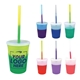 Promotional Personalized 12 oz Mood Plastic Stadium Cup / Straw / Lid Set