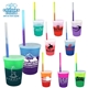 Promotional Personalized 12 oz Mood Plastic Stadium Cup / Straw / Lid Set