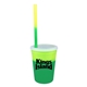 Promotional Personalized 12 oz Mood Plastic Stadium Cup / Straw / Lid Set