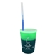 Promotional Personalized 12 oz Mood Plastic Stadium Cup / Straw / Lid Set