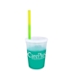 Promotional Personalized 12 oz Mood Plastic Stadium Cup / Straw / Lid Set