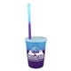 Promotional Personalized 12 oz Mood Plastic Stadium Cup / Straw / Lid Set