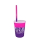 Promotional Personalized 12 oz Mood Plastic Stadium Cup / Straw / Lid Set