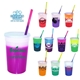 Promotional Personalized 22 oz Mood Stadium Plastic Cup / Straw / Lid Set