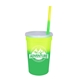 Promotional Personalized 22 oz Mood Stadium Plastic Cup / Straw / Lid Set