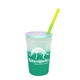 Promotional Personalized 22 oz Mood Stadium Plastic Cup / Straw / Lid Set