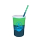 Promotional Personalized 22 oz Mood Stadium Plastic Cup / Straw / Lid Set