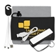 CHARGEBANK Mobile Tech Power Bank Accessory Kit with Charging Cables and Microfiber Cloth in Microfiber Cinch Pack Components inserted into Microfiber Kit