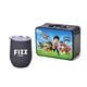 Retro Lunchbox + Single 12 oz Rubberized Finish Stemless Wine Glass In Vacuum Formed Insert