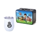 Retro Lunchbox + Single 12 oz Rubberized Finish Stemless Wine Glass In Vacuum Formed Insert