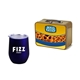 Retro Lunchbox + Single 12 oz Rubberized Finish Stemless Wine Glass In Vacuum Formed Insert