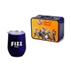 Retro Lunchbox + Single 12 oz Rubberized Finish Stemless Wine Glass In Vacuum Formed Insert