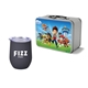 Retro Lunchbox + Single 12 oz Rubberized Finish Stemless Wine Glass In Vacuum Formed Insert