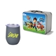 Retro Lunchbox + Single 12 oz Rubberized Finish Stemless Wine Glass In Vacuum Formed Insert