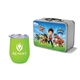Retro Lunchbox + Single 12 oz Rubberized Finish Stemless Wine Glass In Vacuum Formed Insert