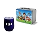 Retro Lunchbox + Single 12 oz Rubberized Finish Stemless Wine Glass In Vacuum Formed Insert