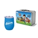 Retro Lunchbox + Single 12 oz Rubberized Finish Stemless Wine Glass In Vacuum Formed Insert