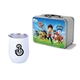 Retro Lunchbox + Single 12 oz Rubberized Finish Stemless Wine Glass In Vacuum Formed Insert