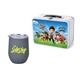 Retro Lunchbox + Single 12 oz Rubberized Finish Stemless Wine Glass In Vacuum Formed Insert