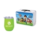 Retro Lunchbox + Single 12 oz Rubberized Finish Stemless Wine Glass In Vacuum Formed Insert