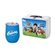Retro Lunchbox + Single 12 oz Rubberized Finish Stemless Wine Glass In Vacuum Formed Insert