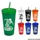 Promotional Personalized 24 oz Stadium Plastic Tumbler Cup With Straw And Lid