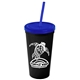 Promotional Personalized 24 oz Stadium Plastic Tumbler Cup With Straw And Lid