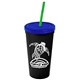 Promotional Personalized 24 oz Stadium Plastic Tumbler Cup With Straw And Lid