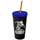 Promotional Personalized 24 oz Stadium Plastic Tumbler Cup With Straw And Lid