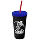 Promotional Personalized 24 oz Stadium Plastic Tumbler Cup With Straw And Lid