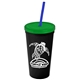 Promotional Personalized 24 oz Stadium Plastic Tumbler Cup With Straw And Lid