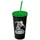 Promotional Personalized 24 oz Stadium Plastic Tumbler Cup With Straw And Lid