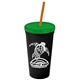 Promotional Personalized 24 oz Stadium Plastic Tumbler Cup With Straw And Lid