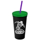 Promotional Personalized 24 oz Stadium Plastic Tumbler Cup With Straw And Lid