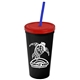 Promotional Personalized 24 oz Stadium Plastic Tumbler Cup With Straw And Lid