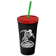 Promotional Personalized 24 oz Stadium Plastic Tumbler Cup With Straw And Lid