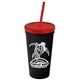 Promotional Personalized 24 oz Stadium Plastic Tumbler Cup With Straw And Lid