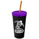 Promotional Personalized 24 oz Stadium Plastic Tumbler Cup With Straw And Lid