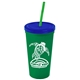 Promotional Personalized 24 oz Stadium Plastic Tumbler Cup With Straw And Lid