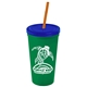 Promotional Personalized 24 oz Stadium Plastic Tumbler Cup With Straw And Lid