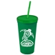 Promotional Personalized 24 oz Stadium Plastic Tumbler Cup With Straw And Lid