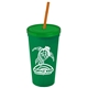 Promotional Personalized 24 oz Stadium Plastic Tumbler Cup With Straw And Lid