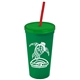 Promotional Personalized 24 oz Stadium Plastic Tumbler Cup With Straw And Lid
